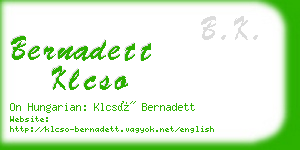 bernadett klcso business card